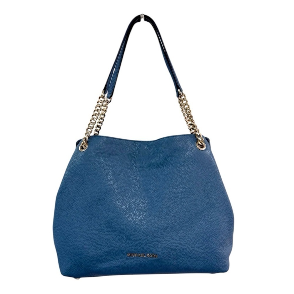 Michael Kors Jet Set Large Chain Tote | Denim Blue Leather | Work Travel